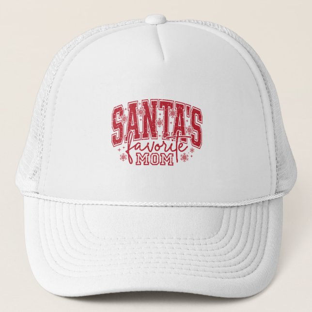 Santa's Favorite Mom Hat Truckerkappe (Vorderseite)