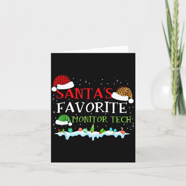 Santa's Favorite Monitor Tech Fun Christmas  Karte (Vorderseite)