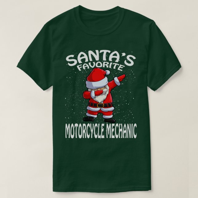 Santas Favorite Motorrad Mechanik Weihnachten T-Shirt (Design vorne)
