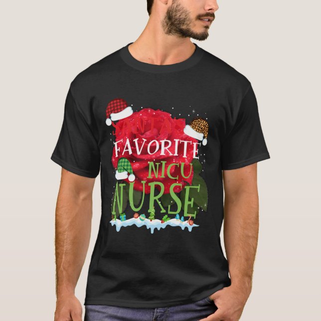 Santa'S Favorite Nicu Nurse Funny Christmas Gift T-Shirt (Vorderseite)