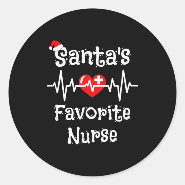 Santa's Favorite Nurse Christmas 2021  Runder Aufkleber (Vorderseite)