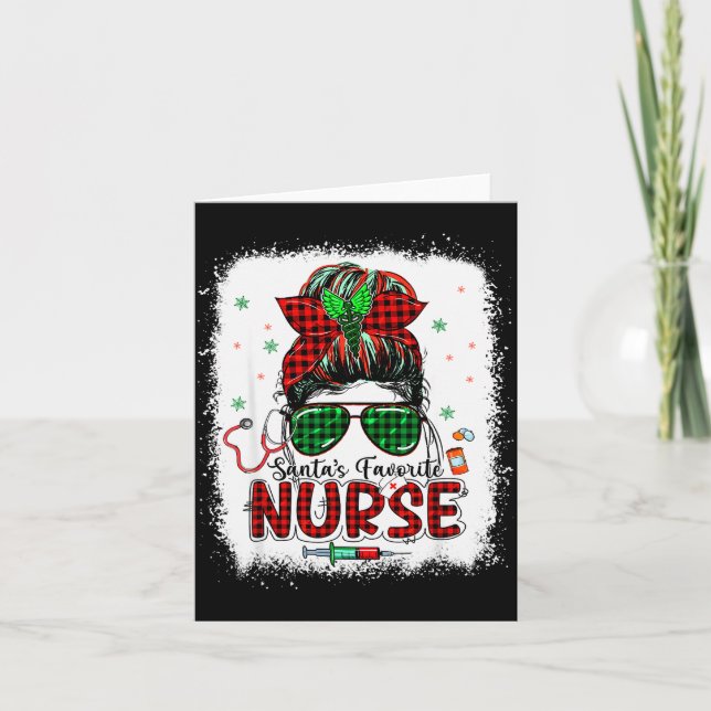 Santas Favorite Nurse Christmas Santa Hat Light Me Karte (Vorderseite)