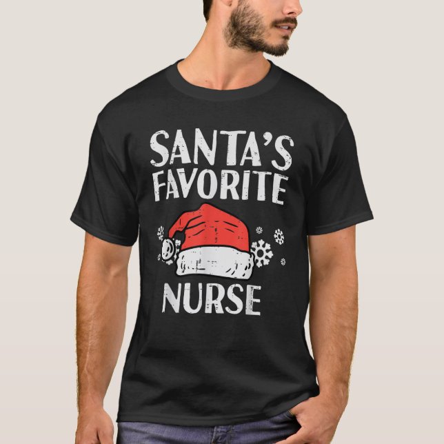Santas Favorite Nurse Christmas Scrub Top Xmas Wom (Vorderseite)