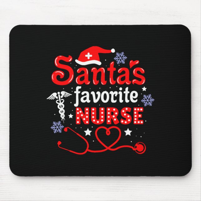Santa's Favorite Nurse Christmas Short Sleeve  Mousepad (Vorne)