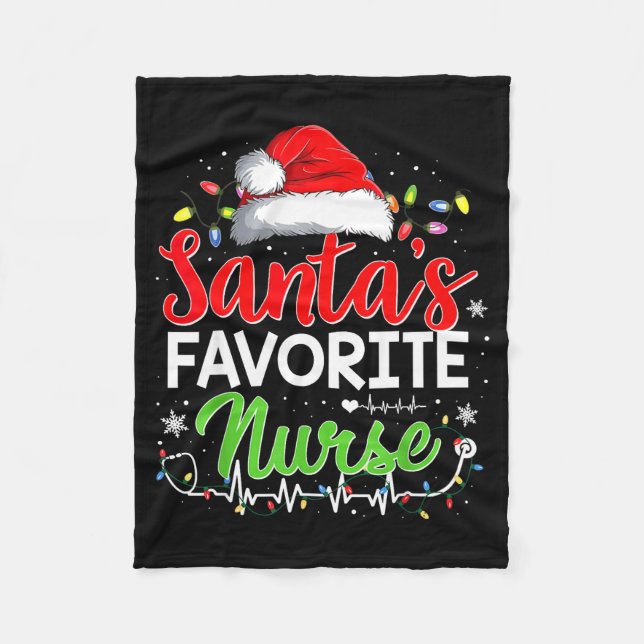 Santa's Favorite Nurse Funny Christmas Nurse Xmas  Fleecedecke (Vorderseite)