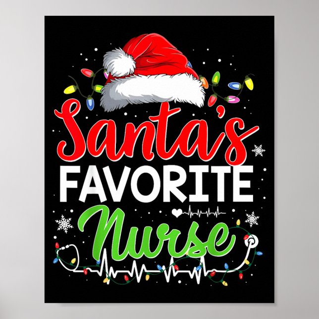 Santa's Favorite Nurse Funny Christmas Nurse Xmas  Poster (Vorne)
