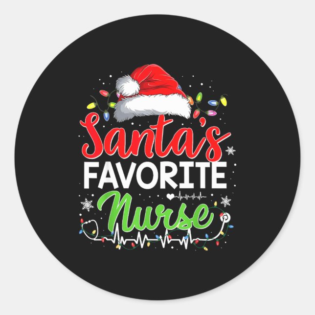 Santa's Favorite Nurse Funny Christmas Nurse Xmas  Runder Aufkleber (Vorderseite)