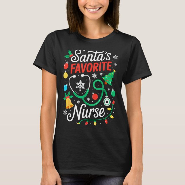 Santa's Favorite Nurse Shirt Men Women Funny Chris (Vorderseite)