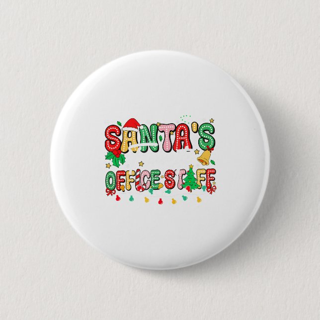 Santa's Favorite Office Staff Christmas Lights San Button (Vorderseite)
