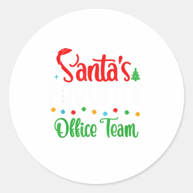 Santa's Favorite Office Team Christmas Lights Sant Runder Aufkleber (Vorderseite)