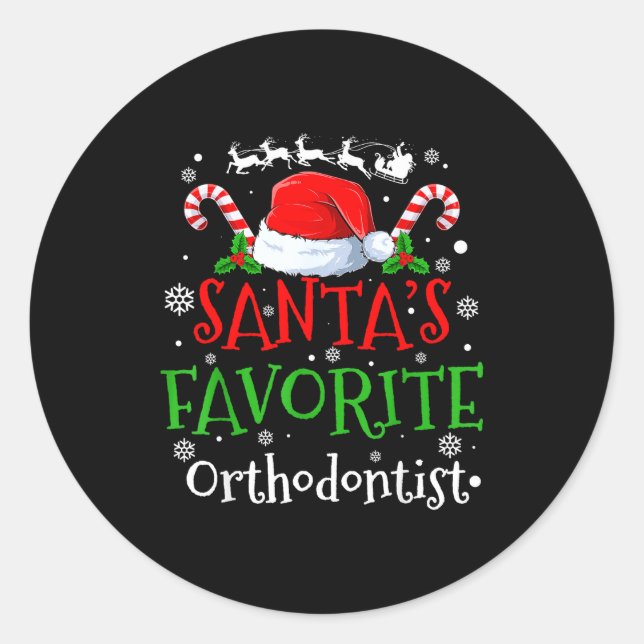 Santa's Favorite Orthodontist Christmas Party  Runder Aufkleber (Vorderseite)