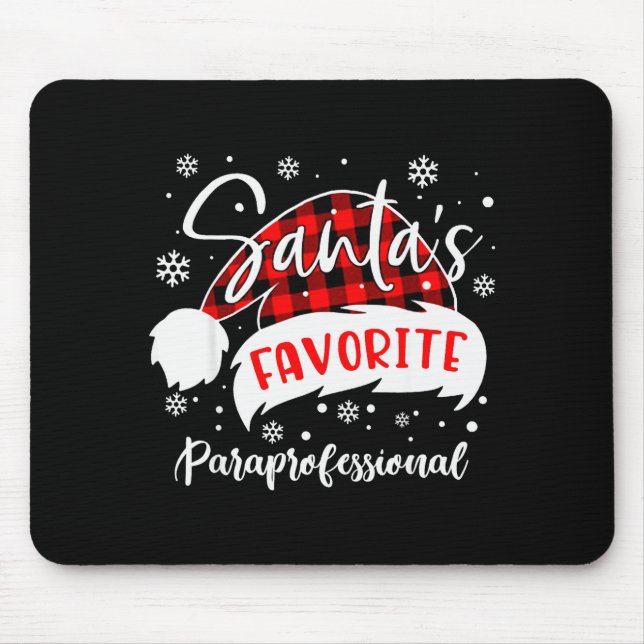 Santa's Favorite Paraprofessional Hat Flannel Chri Mousepad (Vorne)