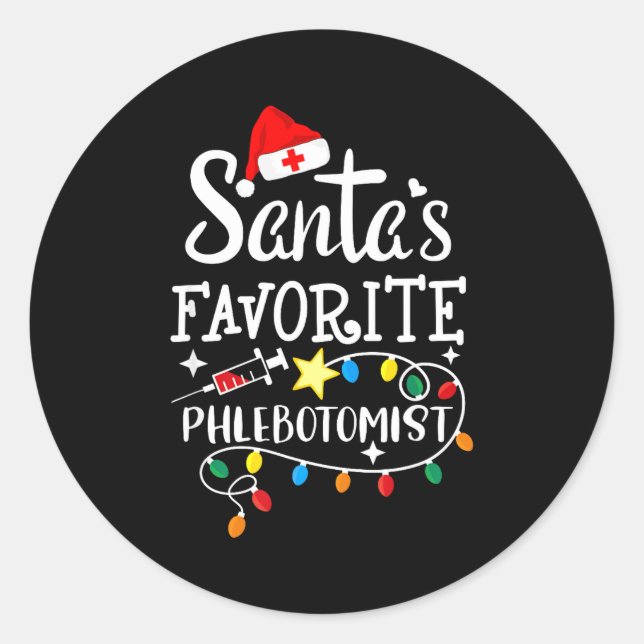 Santa's Favorite Phlebotomist Christmas Phlebotomy Runder Aufkleber (Vorderseite)