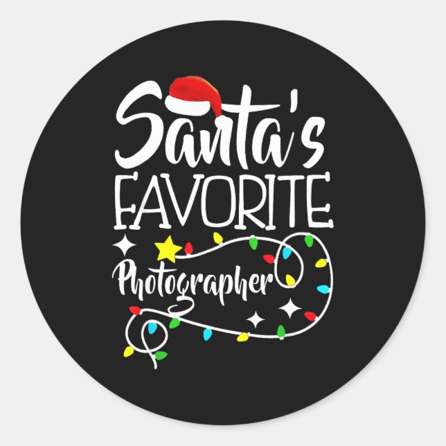 Santa's Favorite Photographer Christmas Lights San Runder Aufkleber (Vorderseite)