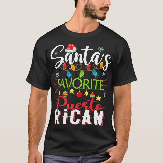 Santas Favorite Puerto Rico Xmas Weihnachtsmannmüt T-Shirt (Vorderseite)