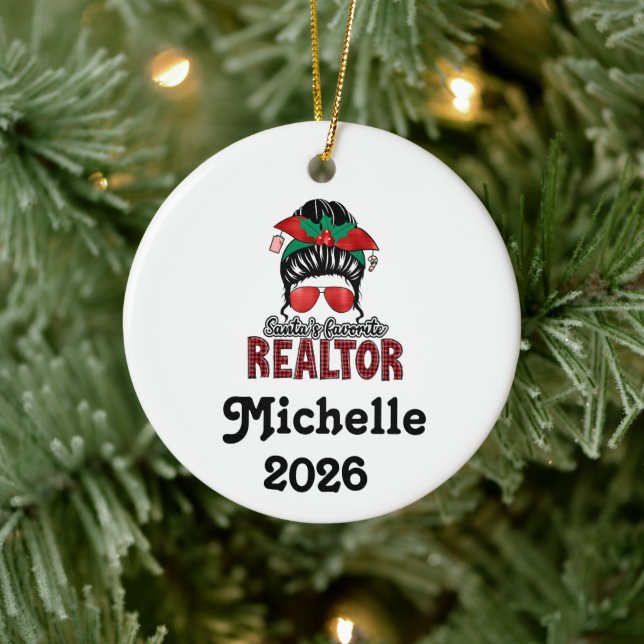 Santa's Favorite Realtor Keramik Ornament (Baum)