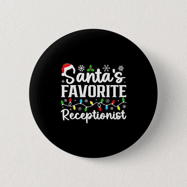 Santa's Favorite Receptionist Christmas Family Mat Button (Vorderseite)
