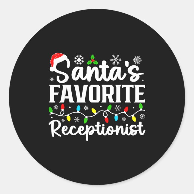 Santa's Favorite Receptionist Christmas Family Mat Runder Aufkleber (Vorderseite)
