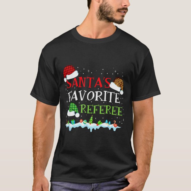Santa's Favorite Referee Fun Christmas  T-Shirt (Vorderseite)