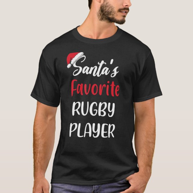 Santas Favorite Rugby Player   Christmas Rugby   T-Shirt (Vorderseite)