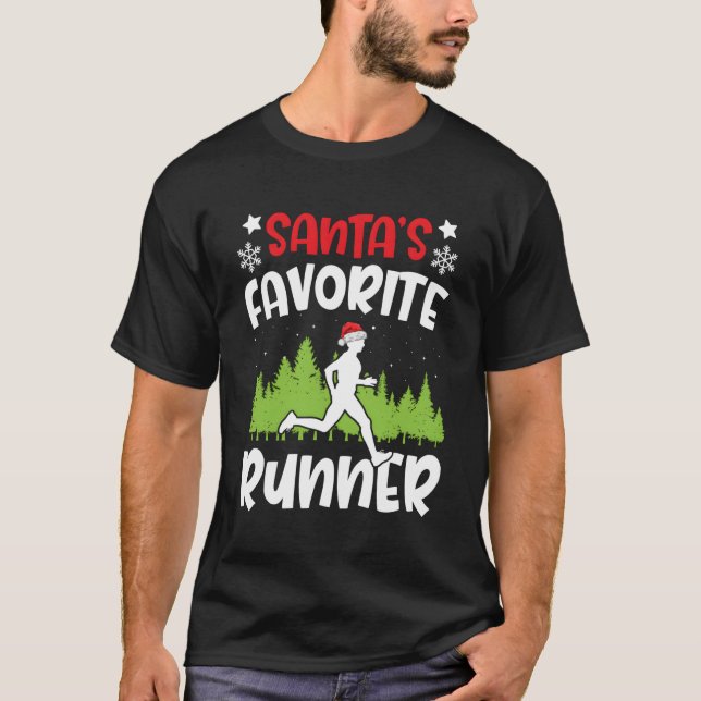Santas Favorite Runner Run Geschenke Matching Runn T-Shirt (Vorderseite)
