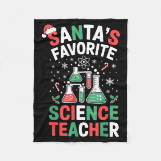 Santa's Favorite Science Teacher Funny Science Chr Fleecedecke