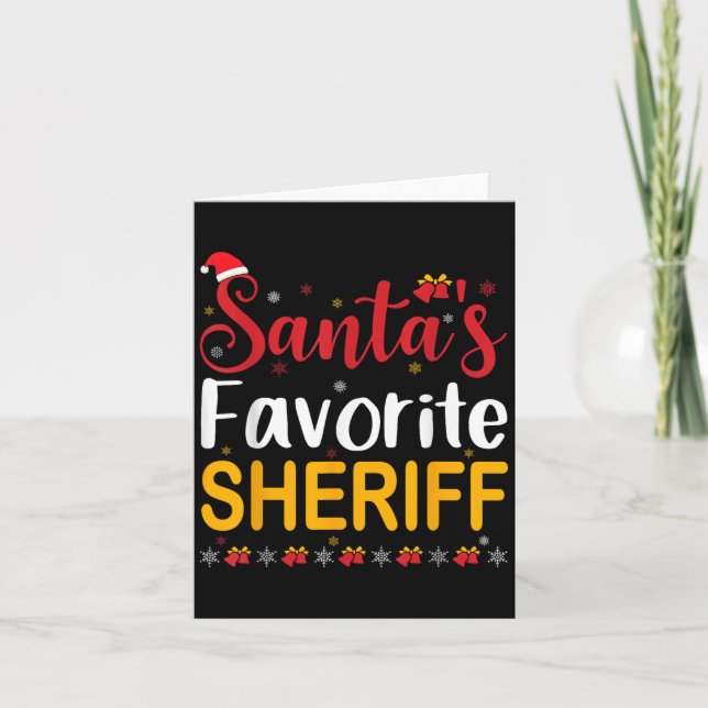 Santas Favorite Sheriff Matching Family Pajama Chr Karte (Vorderseite)