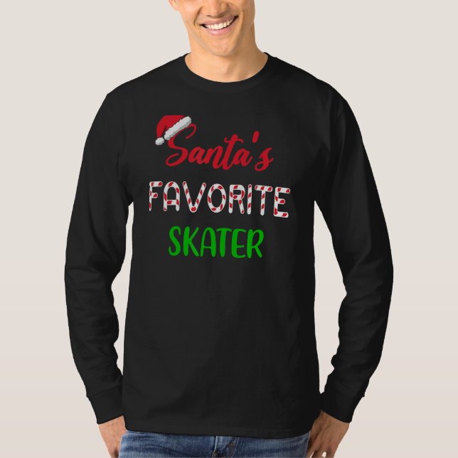 Santas Favorite Skater   Funny Figure Skating Chri T-Shirt (Vorderseite)