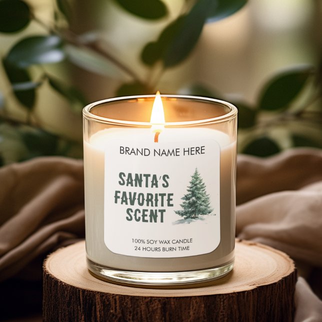 Santa's Favorite Smell | Modern Candle Labels Quadratischer Aufkleber (Von Creator hochgeladen)