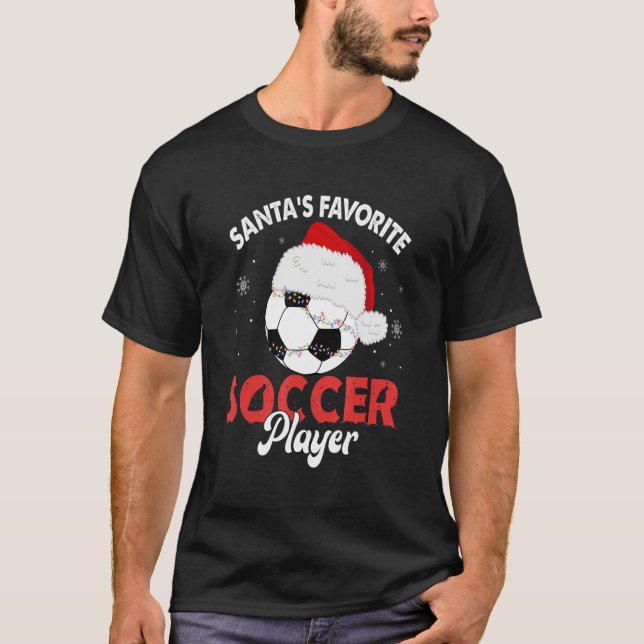 Santa's Favorite Soccer Player Christmas Pajama T-Shirt (Vorderseite)