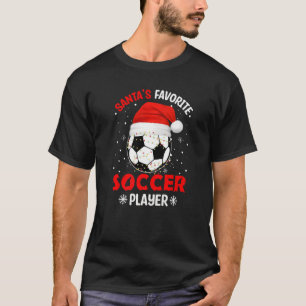 Santas Favorite Soccer Player Funny Christmas Boy T-Shirt