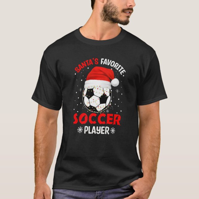 Santas Favorite Soccer Player Funny Christmas Boy T-Shirt (Vorderseite)