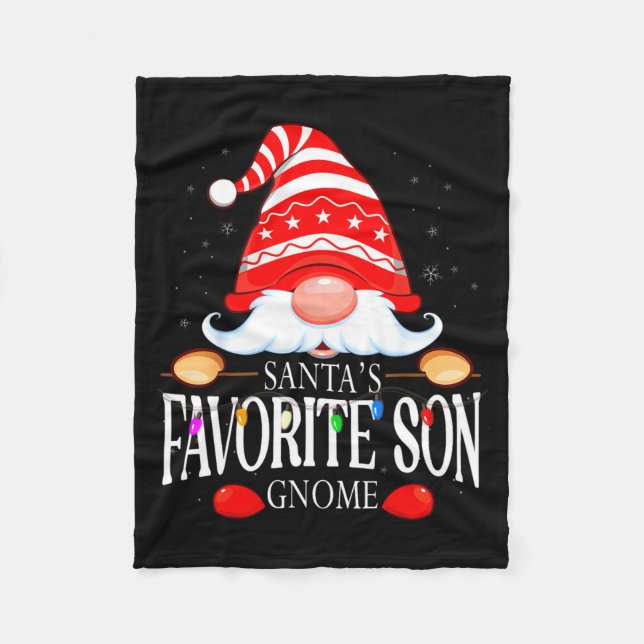Santas Favorite Son Gnome Matching Christmas Paja  Fleecedecke (Vorderseite)
