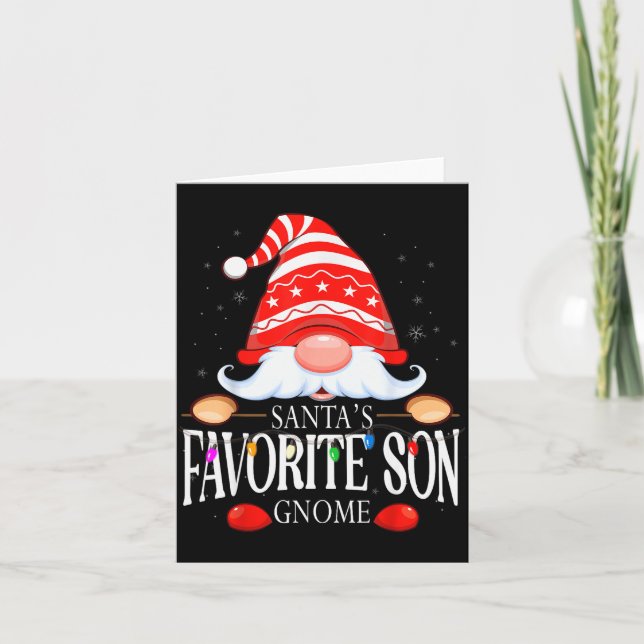 Santa's Favorite Son Gnome Matching Christmas Paja Karte (Vorderseite)