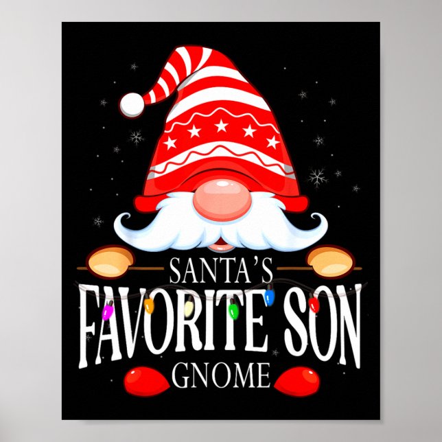 Santas Favorite Son Gnome Matching Christmas Paja  Poster (Vorne)