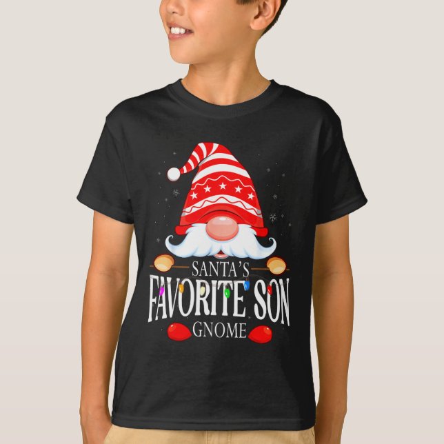 Santas Favorite Son Gnome Matching Christmas Paja  T-Shirt (Vorderseite)