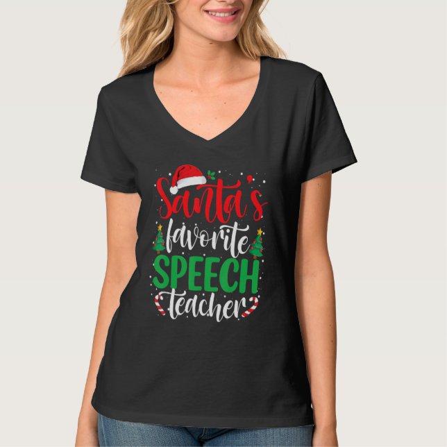 Santa's Favorite Speech Teacher Christmas Santa Ha T-Shirt (Vorderseite)