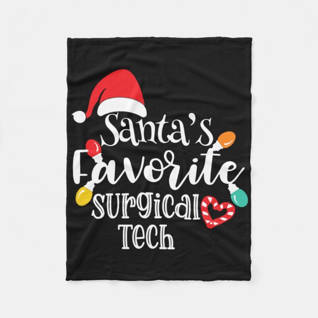 Santa's Favorite Surgical Tech Christmas Lights Sa Fleecedecke (Vorderseite)