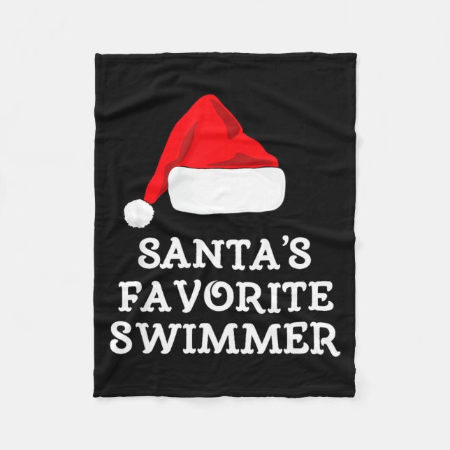 Santa's Favorite Swimmer Christmas Funny Xmas Swim Fleecedecke (Vorderseite)