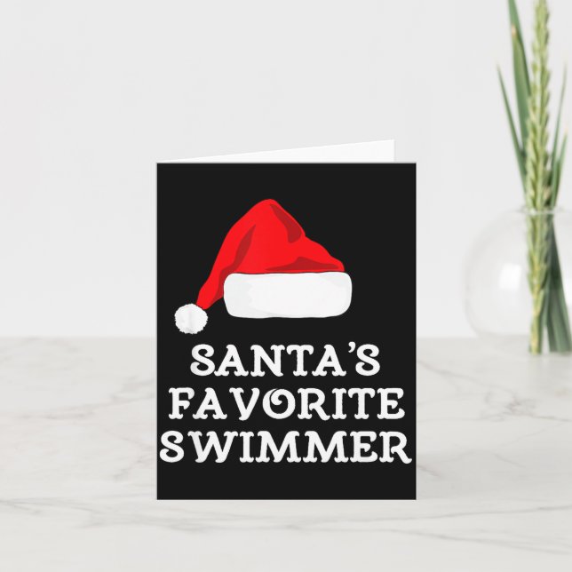 Santa's Favorite Swimmer Christmas Funny Xmas Swim Karte (Vorderseite)