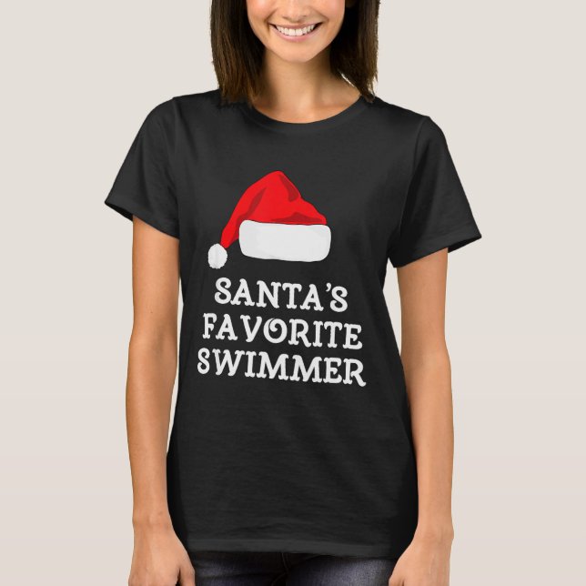 Santa's Favorite Swimmer Christmas Funny Xmas Swim T-Shirt (Vorderseite)