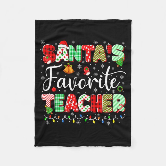 Santas Favorite Teacher Christmas Matching Xmas Me Fleecedecke (Vorderseite)