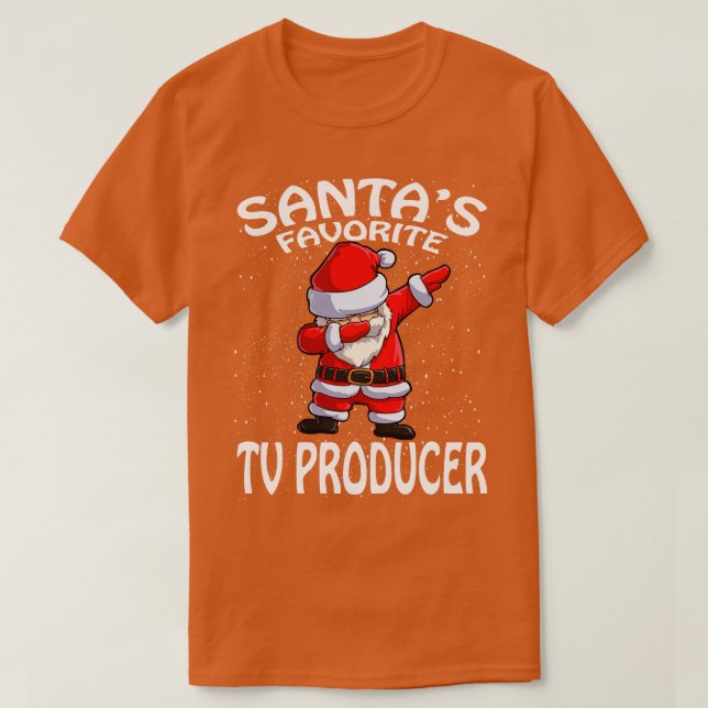 Santas Favorite TV Producer Weihnachten T-Shirt (Design vorne)