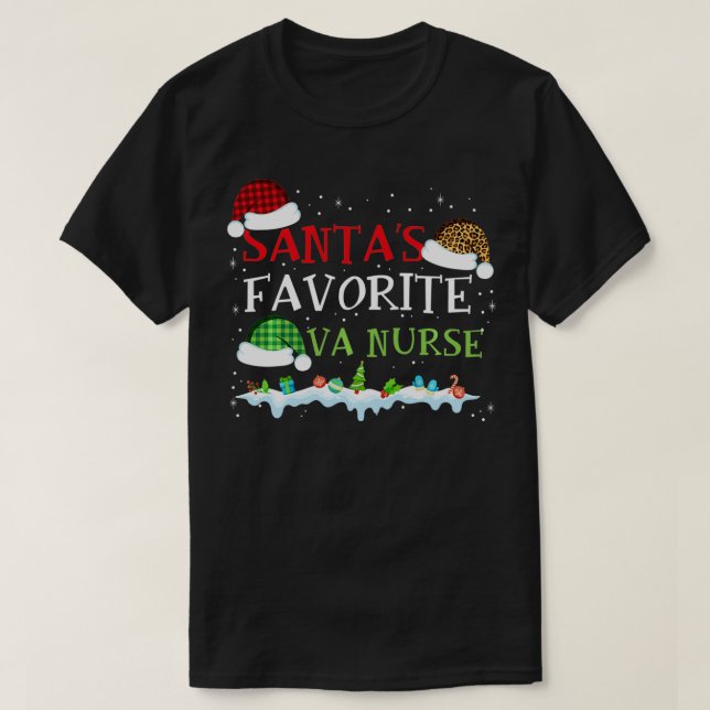 Santa's Favorite VA Nurse Funny Christmas Gift  T-Shirt (Design vorne)