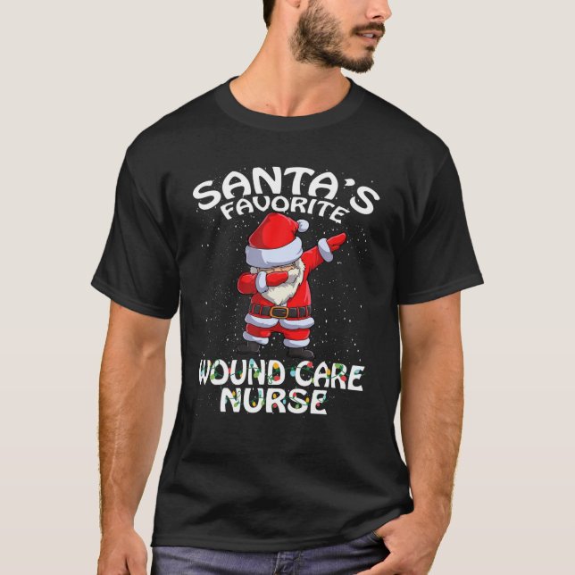 Santa's Favorite Wound Care Nurse Christmas T-Shirt (Vorderseite)