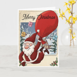Santas freudiger Überflug Weihnachten Karte