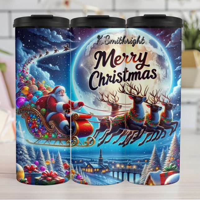 Santas friedliche Himmelsreise Thermosbecher (Von Creator hochgeladen)