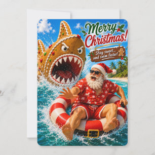 Santas fröhliche Abenteuer Bleib süß und schwimm Feiertagskarte