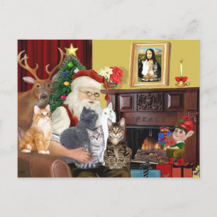 Santas fünf Katzen Feiertagspostkarte