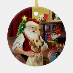 Santas Gelber Labrador (#8) Keramikornament